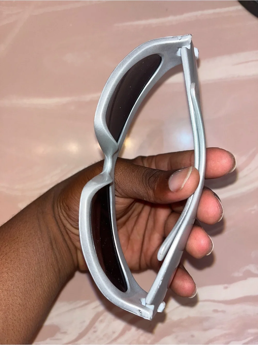 Retro Matte Silver Sunglasses with Dark Lenses